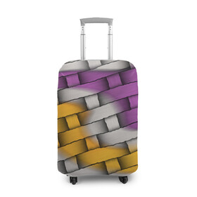 Чехол для чемодана 3D с принтом АБСТРАКТ в Тюмени, 86% полиэфир, 14% спандекс | двустороннее нанесение принта, прорези для ручек и колес | молодежное | плетение | плетенка | хайп | цветное | циновка