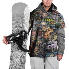 Накидка на куртку 3D с принтом ГОРОДОК в Тюмени, 100% полиэстер |  | абстракция | город | молодежное | пестрое | провинция | хайп