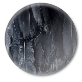 Значок с принтом ВОРОНА в Тюмени,  металл | круглая форма, металлическая застежка в виде булавки | ворона | готика | мрачное | перья | хайп