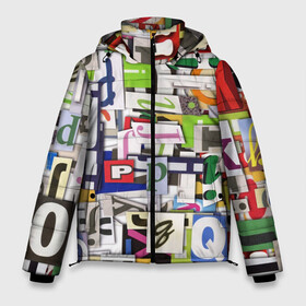 Мужская зимняя куртка 3D с принтом АЛФАВИТ в Тюмени, верх — 100% полиэстер; подкладка — 100% полиэстер; утеплитель — 100% полиэстер | длина ниже бедра, свободный силуэт Оверсайз. Есть воротник-стойка, отстегивающийся капюшон и ветрозащитная планка. 

Боковые карманы с листочкой на кнопках и внутренний карман на молнии. | алфавит | буквы | молодежное | пестрое | хайп