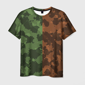 Мужская футболка 3D с принтом Камуфляж в Тюмени, 100% полиэфир | прямой крой, круглый вырез горловины, длина до линии бедер | army | camo | camouflage | dual | камуфляж