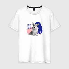 Мужская футболка хлопок с принтом Собака корги в Тюмени, 100% хлопок | прямой крой, круглый вырез горловины, длина до линии бедер, слегка спущенное плечо. | Тематика изображения на принте: звери | лает | любовь | преданность | собака