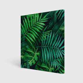 Холст квадратный с принтом Сочные тропики в Тюмени, 100% ПВХ |  | Тематика изображения на принте: заросли | кусты | лето | листья | пальма | тропики. зелень
