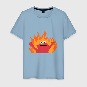 Мужская футболка хлопок с принтом маппет в Тюмени, 100% хлопок | прямой крой, круглый вырез горловины, длина до линии бедер, слегка спущенное плечо. | fire | muppet | маппет | огонь | улица сезам | элмо