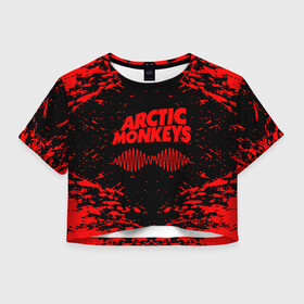 Женская футболка Crop-top 3D с принтом arctic monkeys в Тюмени, 100% полиэстер | круглая горловина, длина футболки до линии талии, рукава с отворотами | arctic monkeys | arctic monkeys live | do i wanna know | domino | domino records | full album | lyrics | mardy bum | whyd you only call me when youre high | арктические обезьяны | домино пластинки | полный альбом | тексты песен