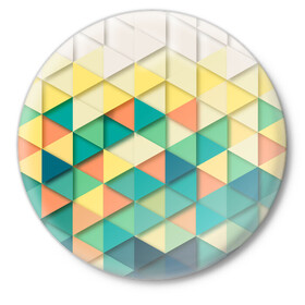 Значок с принтом Ромбики в Тюмени,  металл | круглая форма, металлическая застежка в виде булавки | молодежной | пестрое | ромбики | хайп | цветное