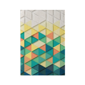 Обложка для паспорта матовая кожа с принтом Ромбики в Тюмени, натуральная матовая кожа | размер 19,3 х 13,7 см; прозрачные пластиковые крепления | Тематика изображения на принте: молодежной | пестрое | ромбики | хайп | цветное