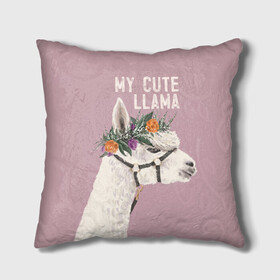 Подушка 3D с принтом My cute llama в Тюмени, наволочка – 100% полиэстер, наполнитель – холлофайбер (легкий наполнитель, не вызывает аллергию). | состоит из подушки и наволочки. Наволочка на молнии, легко снимается для стирки | llama | альпака | животные | лама