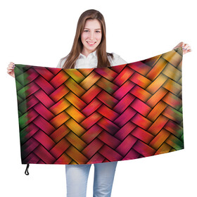 Флаг 3D с принтом Сплетение в Тюмени, 100% полиэстер | плотность ткани — 95 г/м2, размер — 67 х 109 см. Принт наносится с одной стороны | молодежное | пестрое | плетенка | счастье | хайп | цветное
