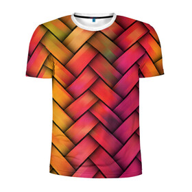 Мужская футболка 3D спортивная с принтом Сплетение в Тюмени, 100% полиэстер с улучшенными характеристиками | приталенный силуэт, круглая горловина, широкие плечи, сужается к линии бедра | молодежное | пестрое | плетенка | счастье | хайп | цветное