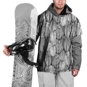 Накидка на куртку 3D с принтом White Raven в Тюмени, 100% полиэстер |  | Тематика изображения на принте: plumage | raven | ворон | оперение | перья