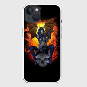 Чехол для iPhone 13 с принтом Ангел смерти в Тюмени,  |  | крылья пламя череп рога гитара демон