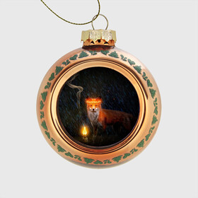 Стеклянный ёлочный шар с принтом Лиса с огненной короной в Тюмени, Стекло | Диаметр: 80 мм | Тематика изображения на принте: fox | foxy | животное | звери | лиса | лисенок | лисичка | милая | рыжая | фокс