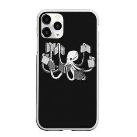 Чехол для iPhone 11 Pro матовый с принтом Octopus Book в Тюмени, Силикон |  | black | book | books | dual | knowledge | octopus | study | white | белое | знания | книга | книги | книжный | осьминог | черно белое | черное