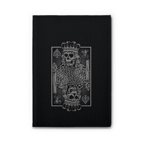 Обложка для автодокументов с принтом Козырной король - скелет в Тюмени, натуральная кожа |  размер 19,9*13 см; внутри 4 больших “конверта” для документов и один маленький отдел — туда идеально встанут права | карты | козырной король | король | корона | покер | скелет