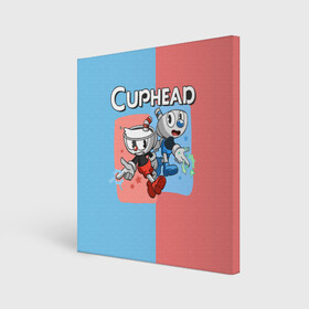 Холст квадратный с принтом CAPHEAD в Тюмени, 100% ПВХ |  | caphead | cup | mugman | друг | капхейд | кружка | мугман