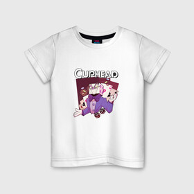 Детская футболка хлопок с принтом КорольКубиков caphead в Тюмени, 100% хлопок | круглый вырез горловины, полуприлегающий силуэт, длина до линии бедер | caphead | cubes | king | капхед | капхейд | король | кубиков