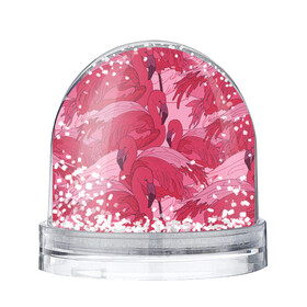 Снежный шар с принтом розовые фламинго в Тюмени, Пластик | Изображение внутри шара печатается на глянцевой фотобумаге с двух сторон | flamingo | птицы | розовый | фламинго