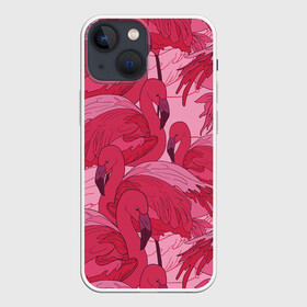 Чехол для iPhone 13 mini с принтом розовые фламинго в Тюмени,  |  | flamingo | птицы | розовый | фламинго