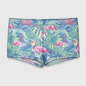 Мужские купальные плавки 3D с принтом фламинго  в Тюмени, Полиэстер 85%, Спандекс 15% |  | flamingo | птицы | розовый | фламинго