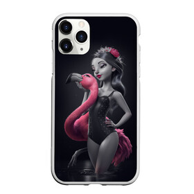 Чехол для iPhone 11 Pro матовый с принтом девушка с фламинго в Тюмени, Силикон |  | flamingo | птицы | розовый | фламинго