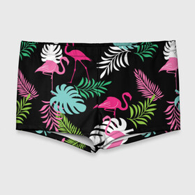 Мужские купальные плавки 3D с принтом фламинго с цветами  в Тюмени, Полиэстер 85%, Спандекс 15% |  | flamingo | птицы | розовый | фламинго