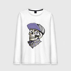 Мужской лонгслив хлопок с принтом Скелет в рубашке и кепке в Тюмени, 100% хлопок |  | bone | dead | death | hipster | horror | skelet | skeleton | skull | кости | скелет | ужасы | хипстер | хоррор | череп