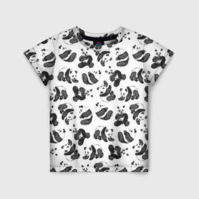 Детская футболка 3D с принтом Акварельные панды паттерн в Тюмени, 100% гипоаллергенный полиэфир | прямой крой, круглый вырез горловины, длина до линии бедер, чуть спущенное плечо, ткань немного тянется | Тематика изображения на принте: art | black white | cute | funny panda | panda | pandas | pattern | watercolor | акварель | акварельный рисунок | арт | детский рисунок | маленькие панды | медведи | медвежата | милые панды | мишки | панда | пандочка | пандочки | узор