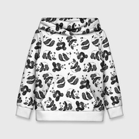 Детская толстовка 3D с принтом Акварельные панды паттерн в Тюмени, 100% полиэстер | двухслойный капюшон со шнурком для регулировки, мягкие манжеты на рукавах и по низу толстовки, спереди карман-кенгуру с мягким внутренним слоем | art | black white | cute | funny panda | panda | pandas | pattern | watercolor | акварель | акварельный рисунок | арт | детский рисунок | маленькие панды | медведи | медвежата | милые панды | мишки | панда | пандочка | пандочки | узор