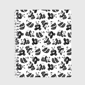 Тетрадь с принтом Акварельные панды паттерн в Тюмени, 100% бумага | 48 листов, плотность листов — 60 г/м2, плотность картонной обложки — 250 г/м2. Листы скреплены сбоку удобной пружинной спиралью. Уголки страниц и обложки скругленные. Цвет линий — светло-серый
 | Тематика изображения на принте: art | black white | cute | funny panda | panda | pandas | pattern | watercolor | акварель | акварельный рисунок | арт | детский рисунок | маленькие панды | медведи | медвежата | милые панды | мишки | панда | пандочка | пандочки | узор