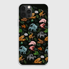 Чехол для iPhone 12 Pro Max с принтом Дикие Звери Паттерн в Тюмени, Силикон |  | animals | зайцы | звери | зебры | кошки | лев | леопард | обезьяны | олени | природа | тигры | фламинго | цветы
