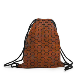 Рюкзак-мешок 3D с принтом Ржавые Соты в Тюмени, 100% полиэстер | плотность ткани — 200 г/м2, размер — 35 х 45 см; лямки — толстые шнурки, застежка на шнуровке, без карманов и подкладки | armor | hexagons | honeycombs | rusty | ржавчина | соты