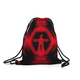 Рюкзак-мешок 3D с принтом Siren Head Glow в Тюмени, 100% полиэстер | плотность ткани — 200 г/м2, размер — 35 х 45 см; лямки — толстые шнурки, застежка на шнуровке, без карманов и подкладки | siren head | линии | монстр | неон | свечение | сиреноголовый