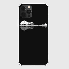 Чехол для iPhone 12 Pro с принтом Natural Guitar. Reflection в Тюмени, силикон | область печати: задняя сторона чехла, без боковых панелей | Тематика изображения на принте: clef | guitar | instrument | music | musical | natural | notation | note | notes | tablature | treble | гитара | грамота | инструмент | ключ | музыка | музыкальный | нота | нотная | ноты | природа | скрипичный | табулатура