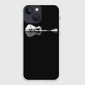 Чехол для iPhone 13 mini с принтом Natural Guitar. Reflection в Тюмени,  |  | clef | guitar | instrument | music | musical | natural | notation | note | notes | tablature | treble | гитара | грамота | инструмент | ключ | музыка | музыкальный | нота | нотная | ноты | природа | скрипичный | табулатура