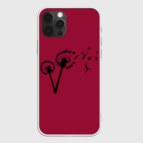 Чехол для iPhone 12 Pro с принтом Dandelion flight. Red Frame в Тюмени, силикон | область печати: задняя сторона чехла, без боковых панелей | dandelion | flight | garden | human | people | travel | люди | на | одуванчик | одуванчике | парение | парить | полет | путешествие | растение | человек