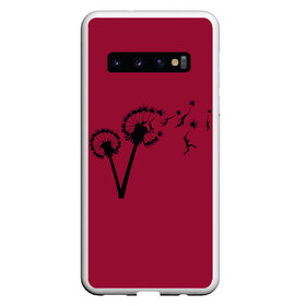 Чехол для Samsung Galaxy S10 с принтом Dandelion flight. Red Frame в Тюмени, Силикон | Область печати: задняя сторона чехла, без боковых панелей | dandelion | flight | garden | human | people | travel | люди | на | одуванчик | одуванчике | парение | парить | полет | путешествие | растение | человек