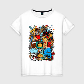 Женская футболка хлопок с принтом Doodle Monster | Дудл (Z) в Тюмени, 100% хлопок | прямой крой, круглый вырез горловины, длина до линии бедер, слегка спущенное плечо | doodle | doodle monster | графи | граффити | дудл | дудлинг | дудлы монстрики | мульт | мультяшная | разноцветные монстрики