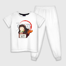 Детская пижама хлопок с принтом Незуко Камадо Kimetsu no Yaiba в Тюмени, 100% хлопок |  брюки и футболка прямого кроя, без карманов, на брюках мягкая резинка на поясе и по низу штанин
 | Тематика изображения на принте: demon slayer | kamado | kimetsu no yaiba | nezuko | tanjiro | аниме | гию томиока | зеницу агацума | иноске хашибира | камадо | клинок | корзинная девочка | манга | музан кибуцуджи | незуко | рассекающий демонов | танджиро