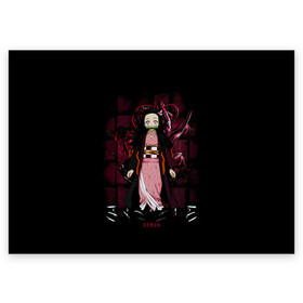 Поздравительная открытка с принтом Nezuko Kamado Kimetsu no Yaiba в Тюмени, 100% бумага | плотность бумаги 280 г/м2, матовая, на обратной стороне линовка и место для марки
 | demon slayer | kamado | kimetsu no yaiba | nezuko | tanjiro | аниме | гию томиока | зеницу агацума | иноске хашибира | камадо | клинок | корзинная девочка | манга | музан кибуцуджи | незуко | рассекающий демонов | танджиро