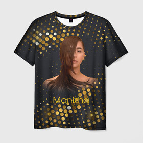Мужская футболка 3D с принтом Manizha Gold Black в Тюмени, 100% полиэфир | прямой крой, круглый вырез горловины, длина до линии бедер | manizha | далеровна | душанбе | евровидение | евровидение 2021 | манижа | певица | таджикистан | хамраева