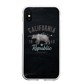 Чехол для iPhone XS Max матовый с принтом California republic в Тюмени, Силикон | Область печати: задняя сторона чехла, без боковых панелей | bear | california | republic | state | калифорния | медведь | республика