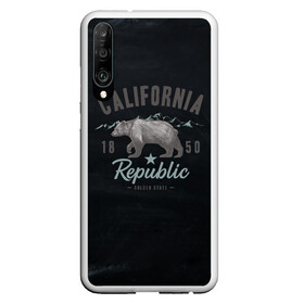 Чехол для Honor P30 с принтом California republic в Тюмени, Силикон | Область печати: задняя сторона чехла, без боковых панелей | bear | california | republic | state | калифорния | медведь | республика