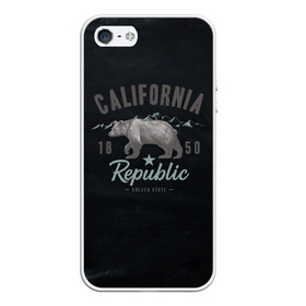 Чехол для iPhone 5/5S матовый с принтом California republic в Тюмени, Силикон | Область печати: задняя сторона чехла, без боковых панелей | bear | california | republic | state | калифорния | медведь | республика