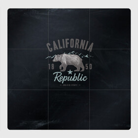 Магнитный плакат 3Х3 с принтом California republic в Тюмени, Полимерный материал с магнитным слоем | 9 деталей размером 9*9 см | bear | california | republic | state | калифорния | медведь | республика