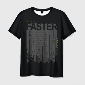 Мужская футболка 3D с принтом Faster Быстрый в Тюмени, 100% полиэфир | прямой крой, круглый вырез горловины, длина до линии бедер | Тематика изображения на принте: fast | faster | бег | бегун | быстрый | спорт | спортивный | текст