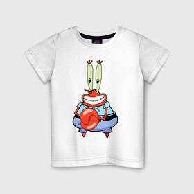Детская футболка хлопок с принтом Мистер Крабс в Тюмени, 100% хлопок | круглый вырез горловины, полуприлегающий силуэт, длина до линии бедер | mister crabs | sponge bob | губка боб | мистер крабс