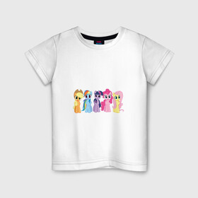 Детская футболка хлопок с принтом Моя Маленькая пони в Тюмени, 100% хлопок | круглый вырез горловины, полуприлегающий силуэт, длина до линии бедер | Тематика изображения на принте: applejack | friendship | mylittlepony | rainbow dash | twilight sparkle | waifu | вайфу | дружба это магия | друзья | кони | моя маленькая пони | мультфильм | пони | радуга | ренбоу деш | эплджек