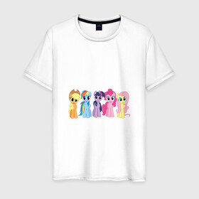Мужская футболка хлопок с принтом Моя Маленькая пони в Тюмени, 100% хлопок | прямой крой, круглый вырез горловины, длина до линии бедер, слегка спущенное плечо. | Тематика изображения на принте: applejack | friendship | mylittlepony | rainbow dash | twilight sparkle | waifu | вайфу | дружба это магия | друзья | кони | моя маленькая пони | мультфильм | пони | радуга | ренбоу деш | эплджек