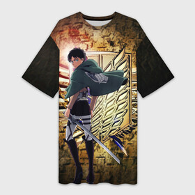 Платье-футболка 3D с принтом Грозный солдат Эрен в Тюмени,  |  | аниме | атака титанов. | развед отряд | титан | эрен йегер